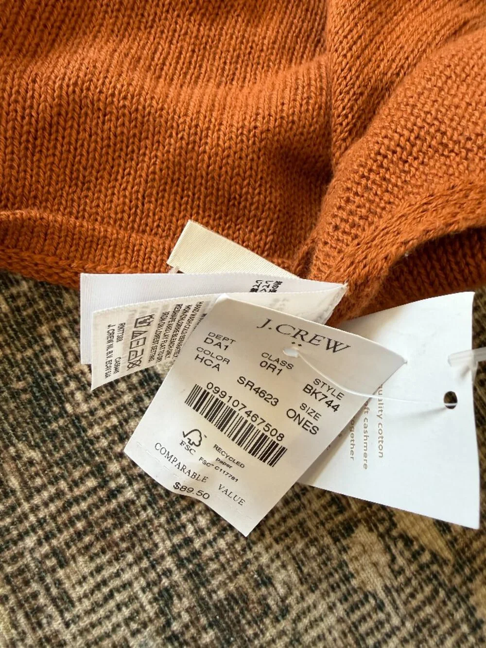 J. Crew Cotton-blend triangle sweater poncho • one size • NWT • BK744 • Camel